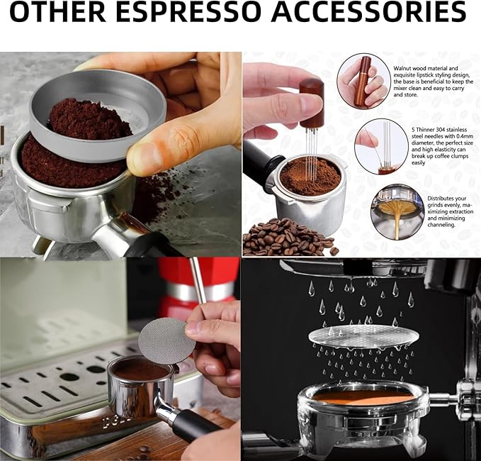 58mm Coffee Espresso Tamper Set - 25PCS Machine Accessories with Tamper, WDT Tool, Stirrer, Frothing Pitcher, Latte Art Pen, Coffee Stencils for Machine, Dosing Funnel, Sifter Sprinkler Powder