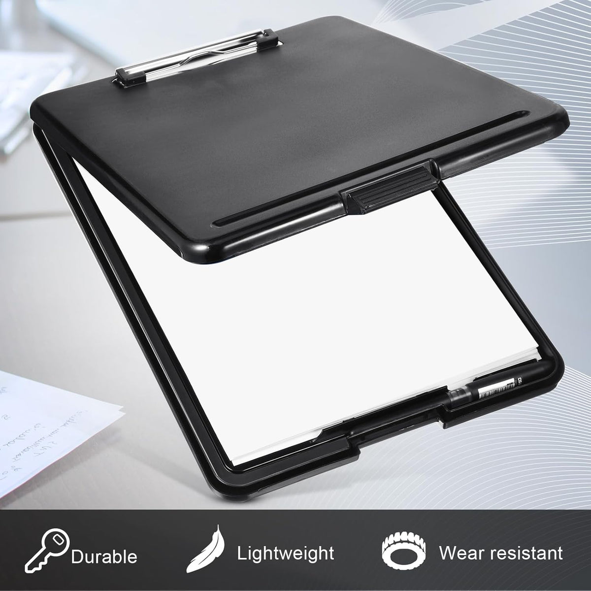 Geyee 24 Pcs Clipboard with Storage Plastic Foldable Nursing Clipboard Storage with Pen Holder 9. 5 x 13. 4 Inch Foldable Clip Board with Low Profile Clip for Student Teacher Nurse Office Supplies