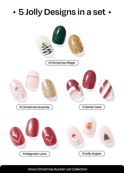 ohora Bundle Set (Christmas Bucket List Set (Limited Edition)) - Works with Any Nail Lamps, Salon-Quality, Long Lasting, Easy to Apply & Remove