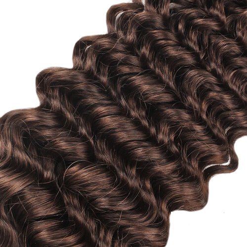 Peenoll Human Hair Bundles 18 20 22 Inch Chocolate Brown 4# Deep Wave Bundles Human Hair 100% Unprocessed Soft Sewn In Hair for Black Women with Double Weft