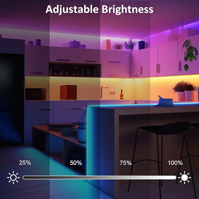 LAFULIT 10 PCS RGB Under Cabinet Lights Kit, App and Remote Control Led Strip Lights, Music Sync Color Changing Led Lights, Plug in Light for Cabinet, Counter, Shelf, Bookcase, 13ft