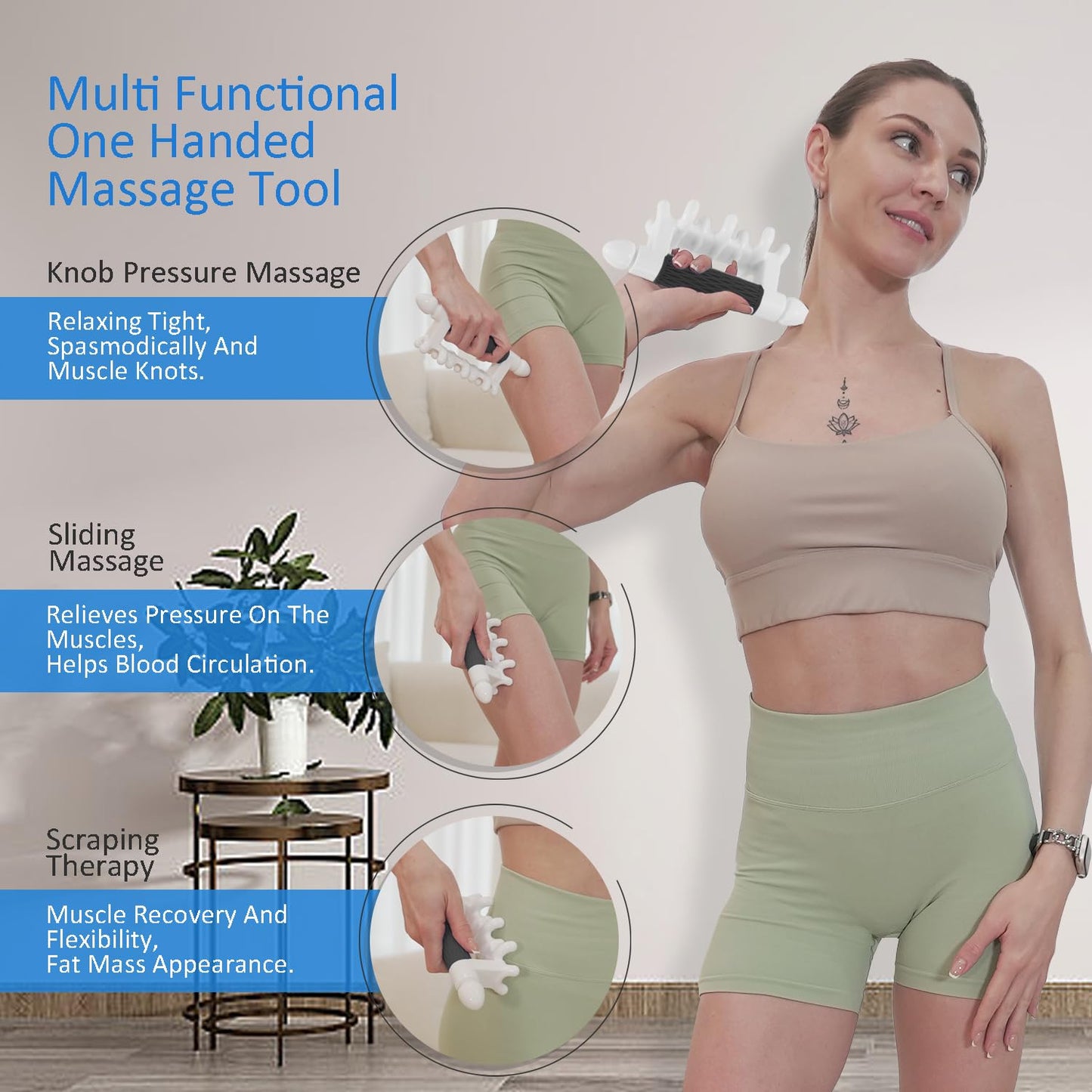 Fascia Massage Tool Myofascial Release Blaster Tools for Anti-Cellulite Skin Soothing Lymphatic Drainage Trigger Point Deep Tissue Neck,Shoulder,Lower Back,Psoas,Thighs,Butt & Full Body(Black)