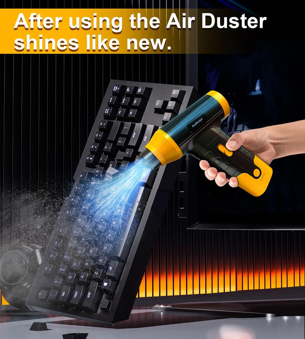 Cordless Electric Compressed Air Duster - 150000 MRP Electric air Blower for Cleaning Keyboard, PC, Cameras, Electric Air Pump for Inflatable Cushions, Air Mattress Beds, Boats, Swimming Ring