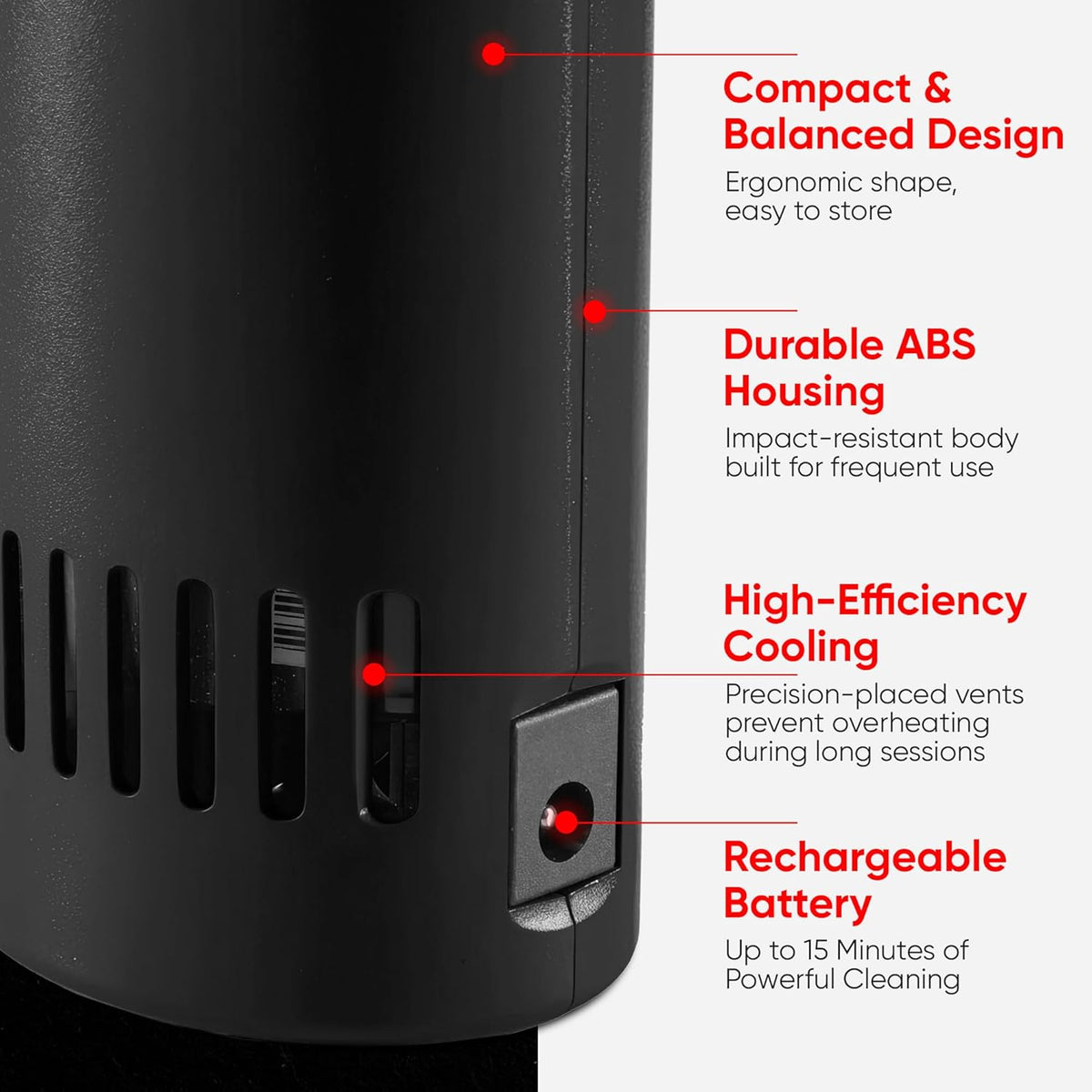 O2 Hurricane ESD-Safe Compressed Air Duster – Powerful Cordless Compressed Air Cleaner for Computer, Keyboard & Electronics. Rechargeable Mini Dust Fan Electric Blower for Car Detailing, Cleaning
