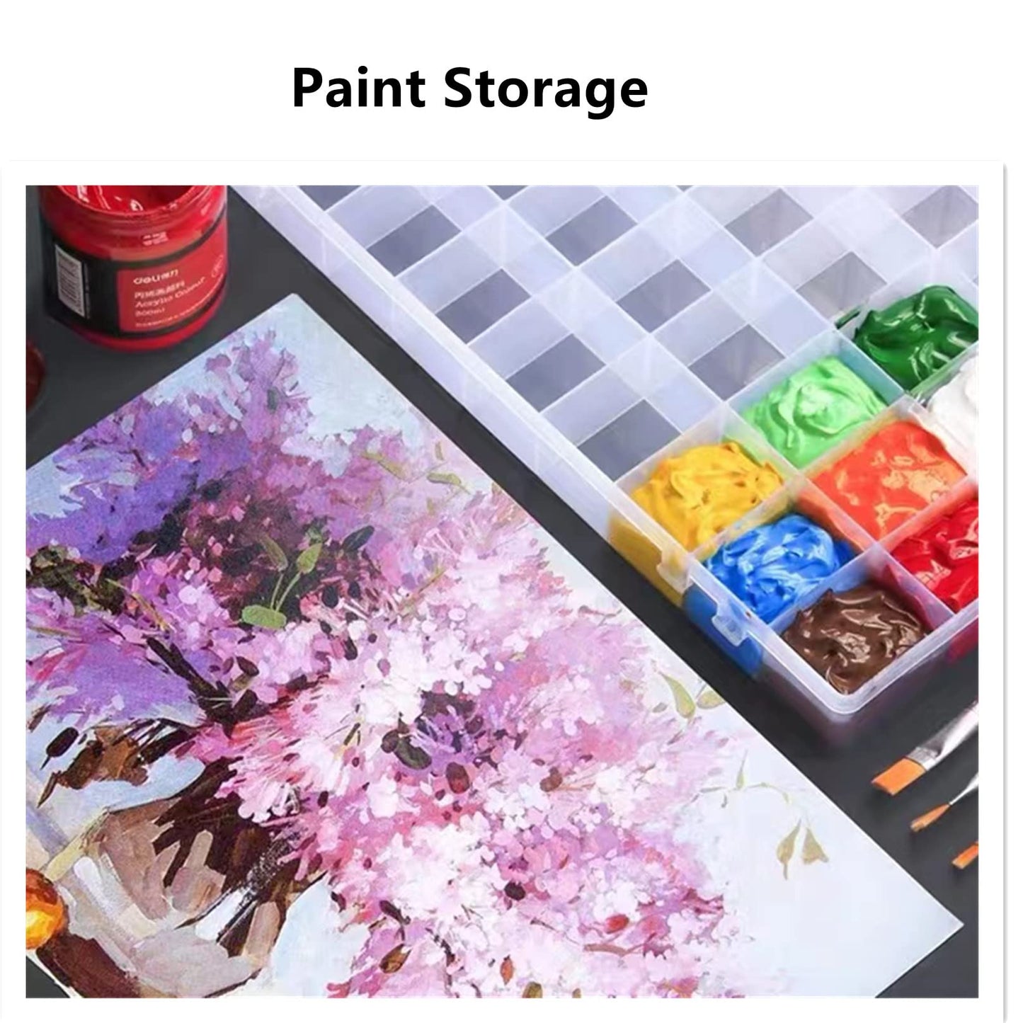 Feadily 1PCS 36 Grids Large Plastic Organizer Box with Dividers, Compartment Organizer Box for Nail Accessories/Screw/Sewing Arts and Oil Paint, Bead Storage Containers 14.9" x 9.2"" x 1.9"" (Clear)"