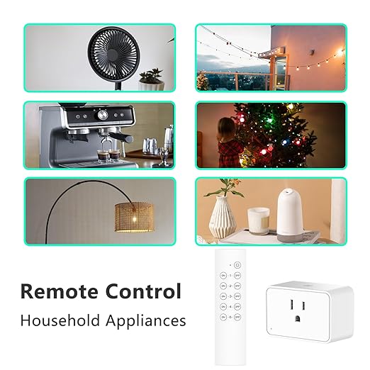 G-Homa Remote Control Outlet, Wireless Electrical Outlets Switch Plug for Household Appliances, Christmas Lights, 100FT Long Range, Learning Code, 1875W/15A, FCC & ETL Listed (5 Sockets+2 Remotes)