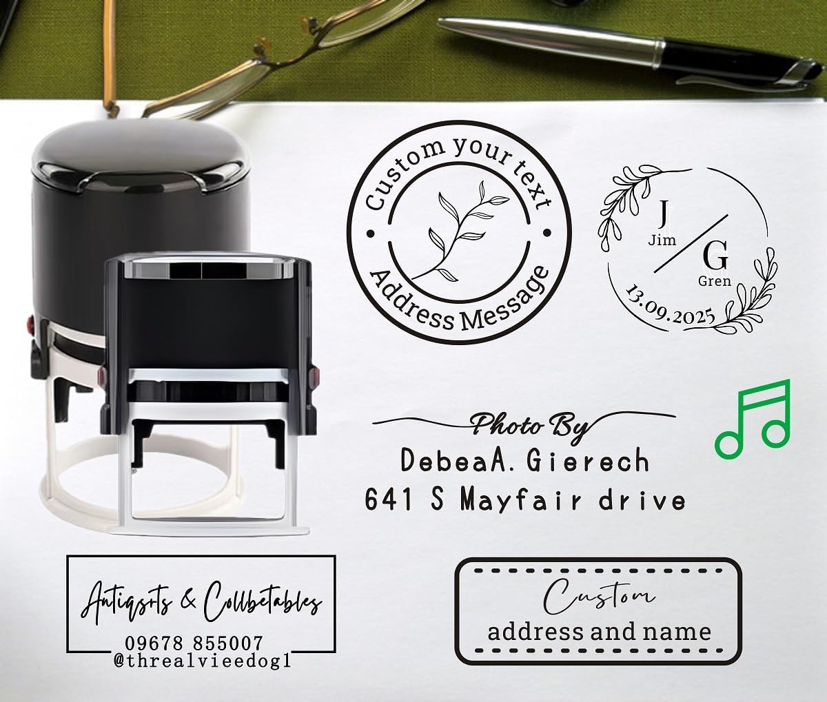 Multi-Size Custom Stamps Self Inking Personalized Logo Name Image Return Address Rubber Stamps for Office Business Personal Use(Rectangle-0.9x2.3cinh)