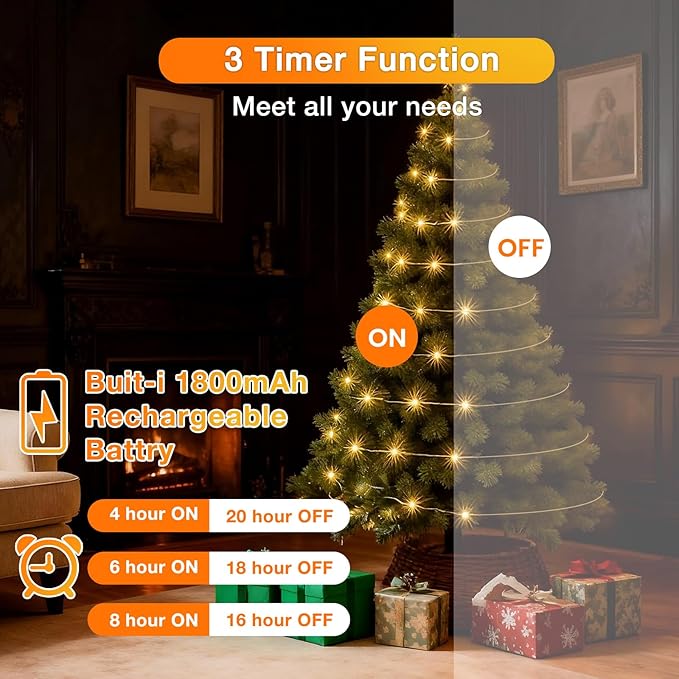 Fairy Lights Plug in, 100 Led with Remote 32Ft, Long Twinkle Light Waterproof String Light Camping Lights, 3 Timer 8 Modes, for Bedroom Wreath Party Window Wedding Decoration