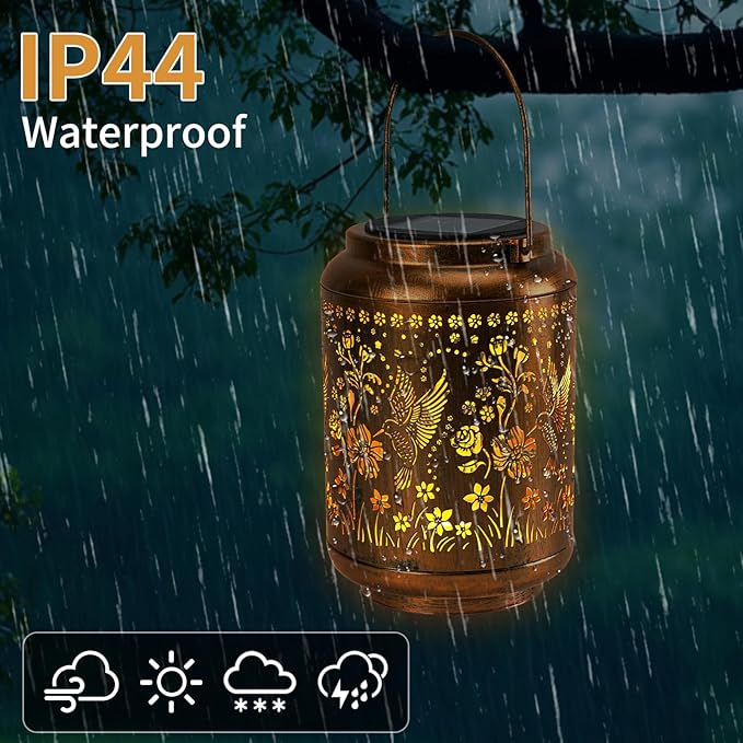 Solar Outdoor Waterproof Hummingbird Garden Decorative Lights, Outdoor Hanging Solar Lanterns, Gifts for Ladies Mom Grandma, for Patio, Deck, Backyard, Porch