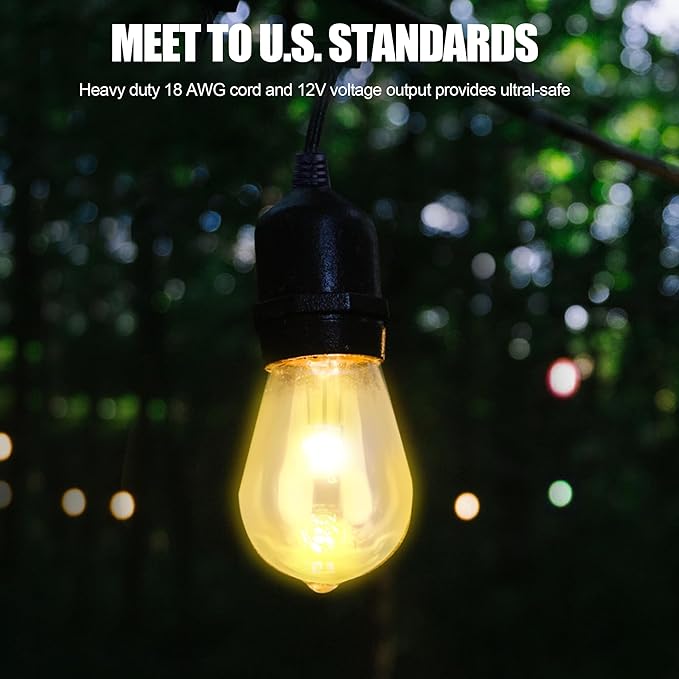 iMagic Outdoor String Lights, 49 Ft Smart RGB Patio Lights, 15 LED Bulbs Multi Color String Lights, for Alexa/Google Assistant, App Control, 2.4 GHz Only, IP65 Waterproof, Meet to U.S. Standards