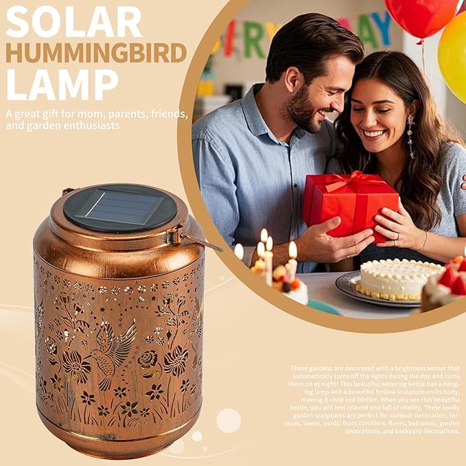 Solar Outdoor Waterproof Hummingbird Garden Decorative Lights, Outdoor Hanging Solar Lanterns, Gifts for Ladies Mom Grandma, for Patio, Deck, Backyard, Porch