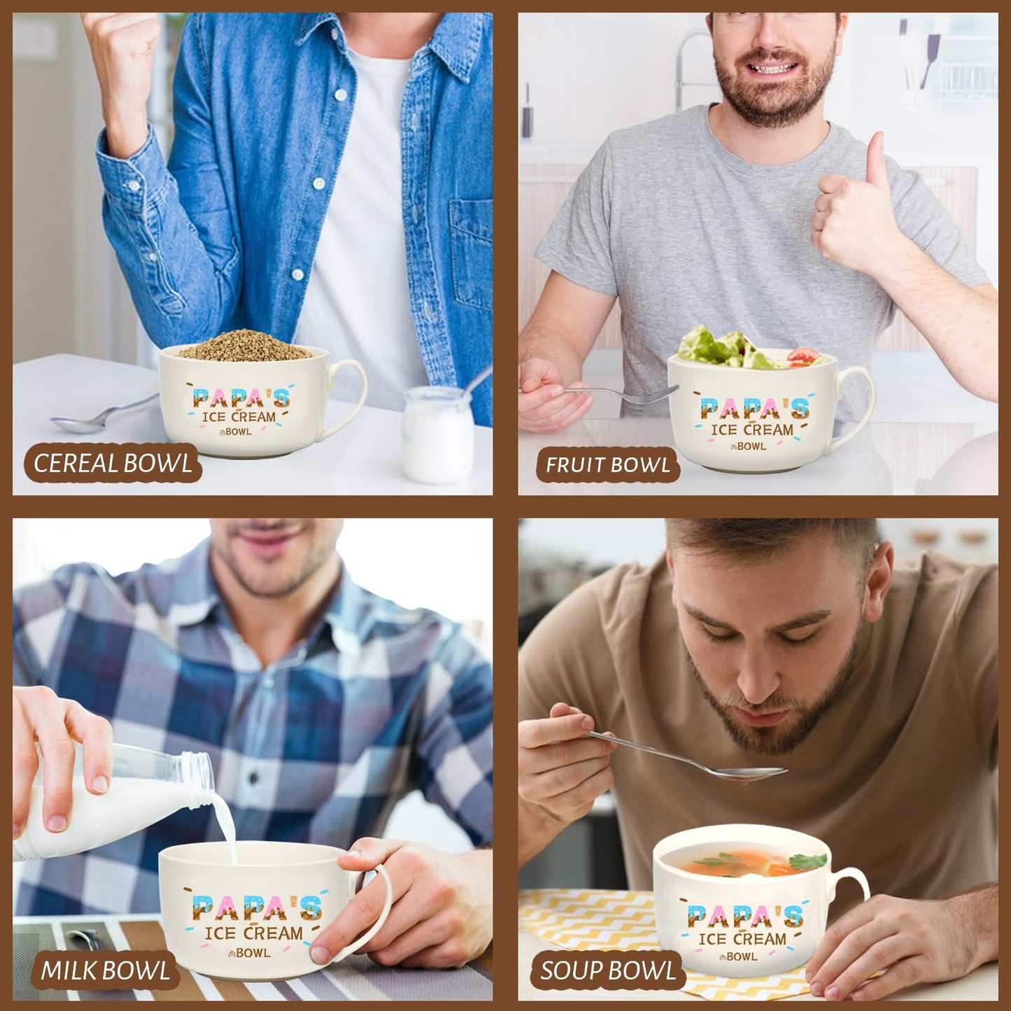 EUUPS Papa Gifts for Christmas Stocking Stuffers, Ice Cream Bowl and Scoop, Shovel Dad's Ice Cream Spoon - Dad Gifts from Daughter Son - Ideal Dad Fathers Day Birthday Gift