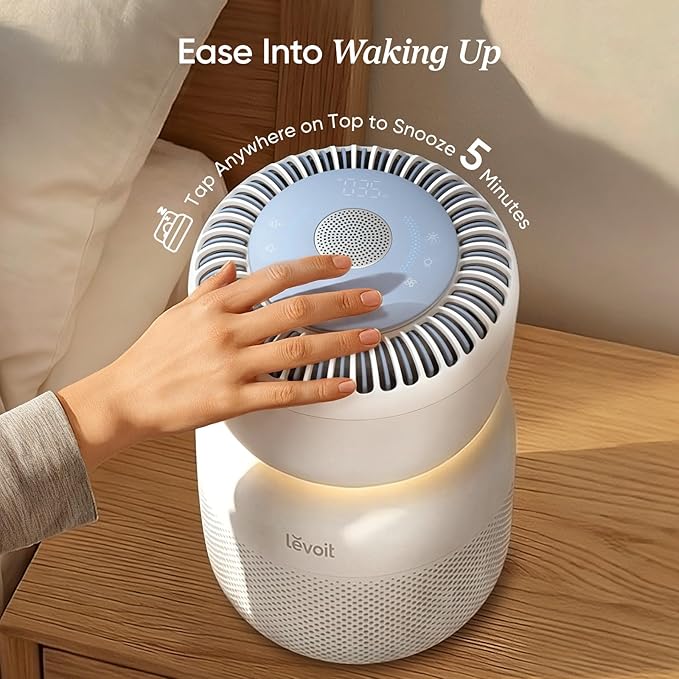 LEVOIT Air Purifier for Home Bedroom with HEPA Filter, White Noise Sound Machine and Blue Light-Free Night Light Support Better Sleep, AHAM VERIFIDE, 5 Air Quality Monitor, Smart WiFi, Sprout
