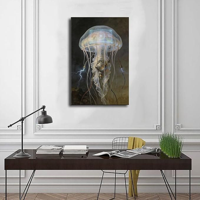 Framed Fantasy Wall Art for Living Room TV Wall Futuristic Tech Inspired Home Decor 12x18inch(30x45cm)