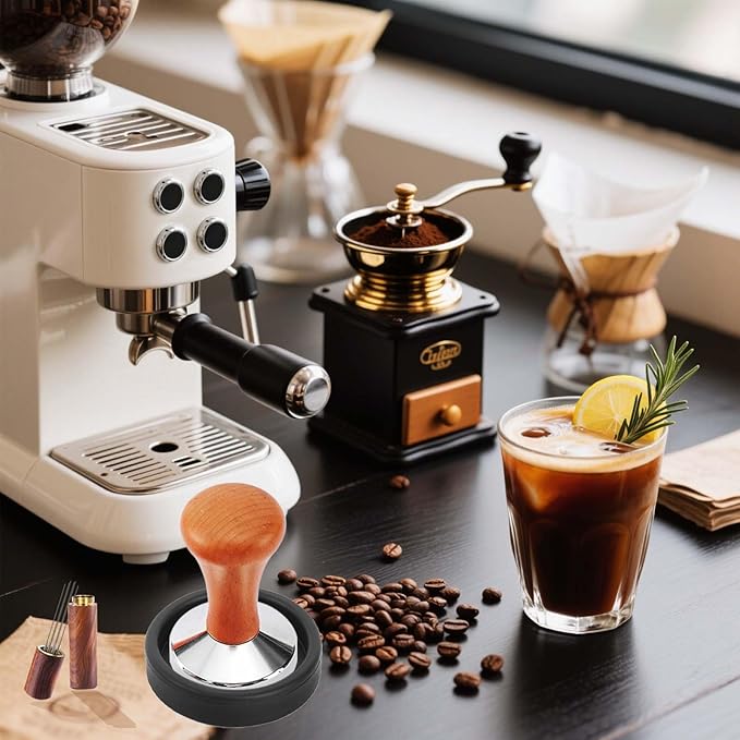 3PCS Espresso Accessories Kit,Espresso Tool Kit 51mm Coffee Tamper with Silicone Mat,WDT Tool Fits Espresso Coffee Machines and 51mm Portafilters,Barista Set for Kitchen,Coffee Store