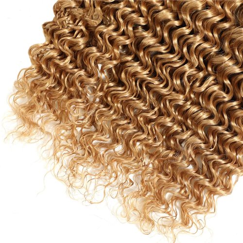 Honey Blonde Deep Wave Bundles Human Hair Unprocessed Brazilian Virgin Hair 16 18 20 Inch Color #27 Bundles Human Hair
