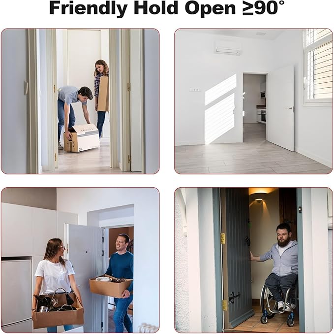 Automatic Door Closer for Home with Hold Open Function, Adjustable Speed Hydraulic Door Closer for Residential and Commercial Use, Silver, Medium