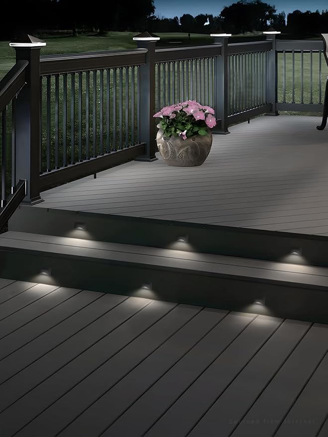 LEONLITE Black 5CCT 120V LED Step Lights, 150LM 5%-100% Dimmable Stair Lights Indoor Outdoor IP65 Waterproof, Aluminum Anti-Glare Shell, CRI90 ETL 2700K/3000K/3500K/4000K/5000K, Pack of 3