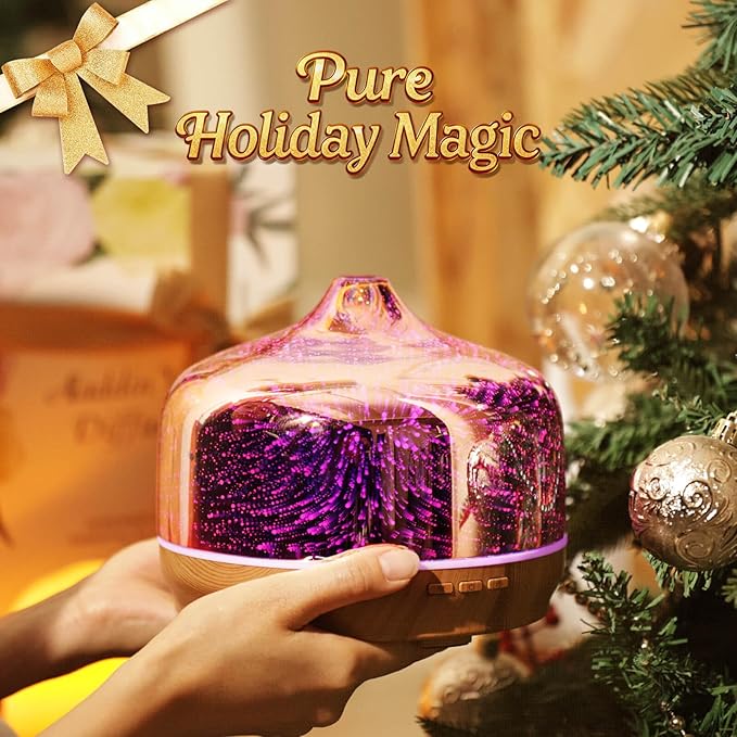 Porseme 500ml Glass Essential Oil Diffuser Aromatherapy Ultrasonic Cool Mist Humidifier 15-21 Running Hours Diffusers with Remote Control for Sleeping Yoga Working Spa(Rose Gold）