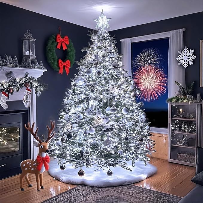 200L Christmas String Lights with Cool White Bulbs, 66FT Connectable String Light, 8 Lighting Modes with Green Wire for Garden, Tree, Patio Decor Christmas Decoration