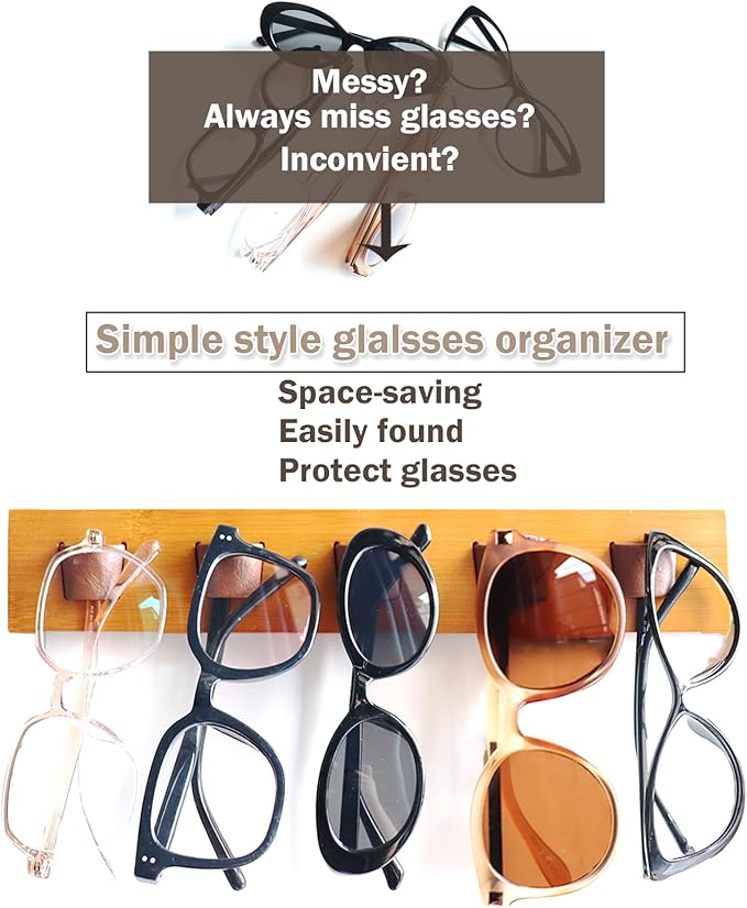 ACOCOFE Sunglass Organizer Glasses Holder,Wood Eyeglass Storage Holder,Sunglasses Rack Eyewear Display(Gray-white)