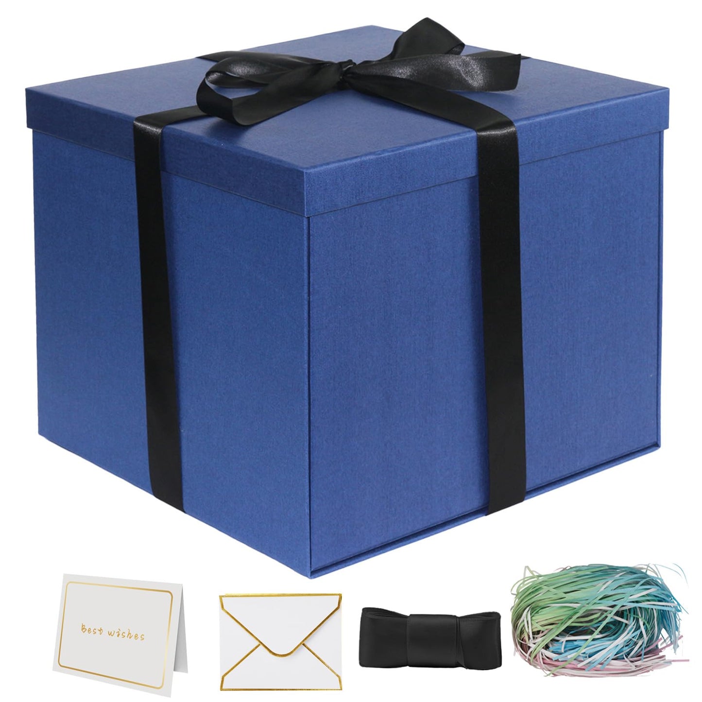 YINUOYOUJIA Large Gift Box 12x12x10 Inches,Blue Gift Boxes for presents,Birthday Gift Box,Present box,for Packaging,Valentine's Day,Mother's Day,Christmas,Anniversaries.