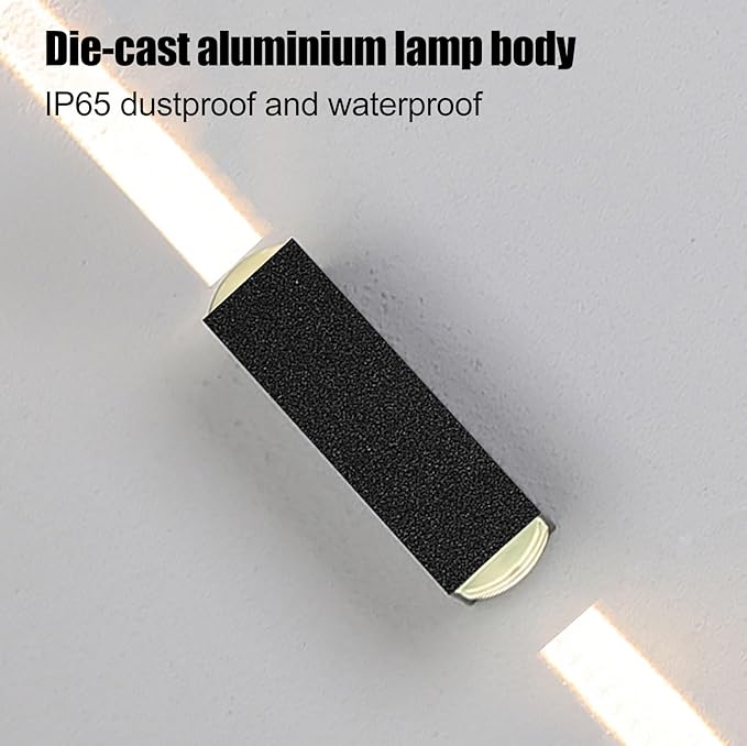 Outdoor Wall Lights, LED Up Down Exterior Lighting Fixtures, IP65 Waterproof Outdoor Light Fixture, 85-265V 20W 3000k Aluminum Porch Light, Modern Patio Wall Light Fixture Black