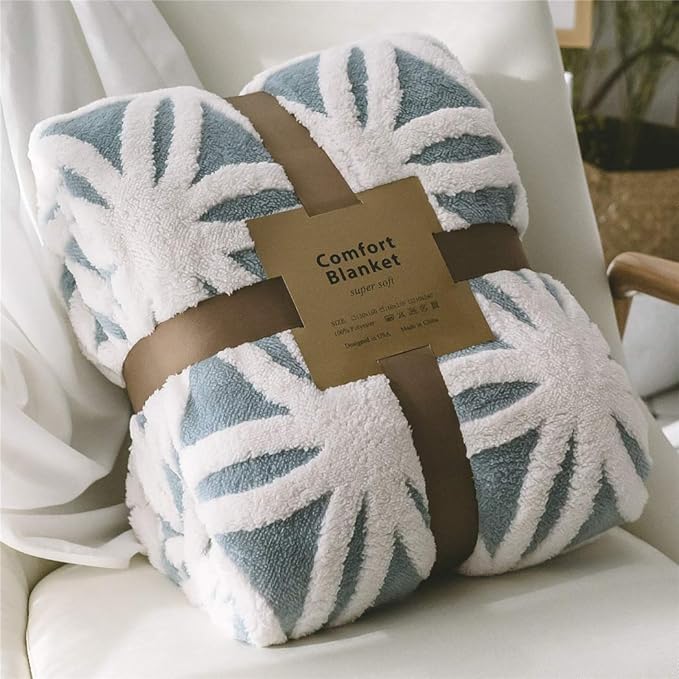 LOMAO Sherpa Fleece Blanket Fuzzy Soft Throw Blanket Dual Sided Blanket for Couch Sofa Bed (Light Blue, 71''x80'')
