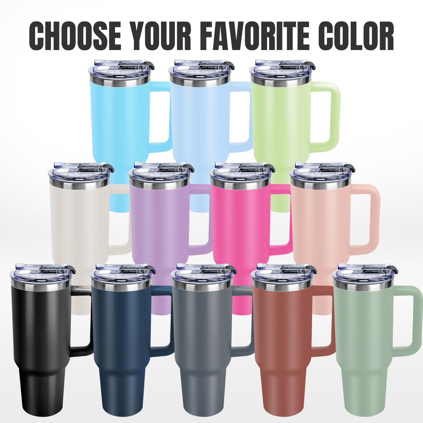 Personalized 40 Oz Tumbler with Handle Custom Tumbler with Name & Birth Flower Month, Stainless Steel Travel Coffee Mug Cup, Birthday Gifts Personalized Gifts for Women Men
