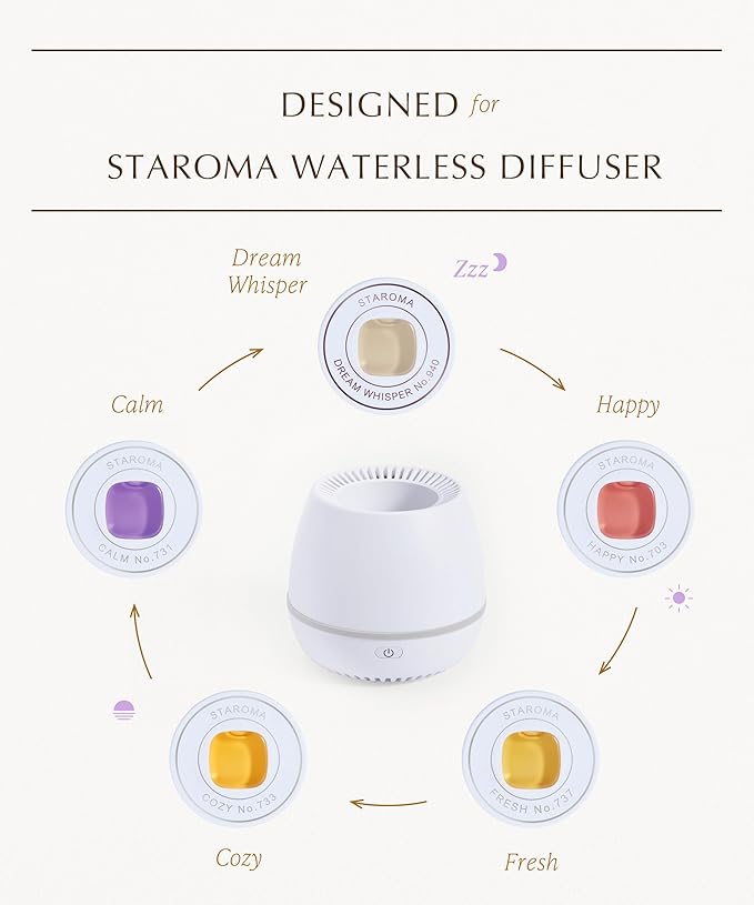 Cozy (Vanilla Essential Oil Refill), Compatible with STAROMA Waterless Essential Oil Diffuser – Premium Aromatherapy Fragrance, Gentle and Consistent Scent – for 200 sqft Small Home, Office, Car
