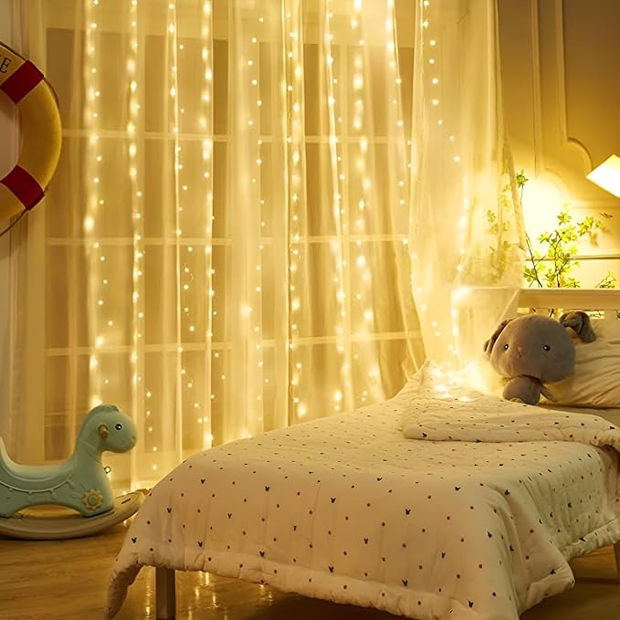 Moobibear 33Ft 100LED Plug-in Waterproof Fairy String Lights with 8 Lighting Modes - Indoor & Outdoor Decor for Bedroom, Girl’s Room, Garden, Party, Christmas - Warm White Twinkle Lights