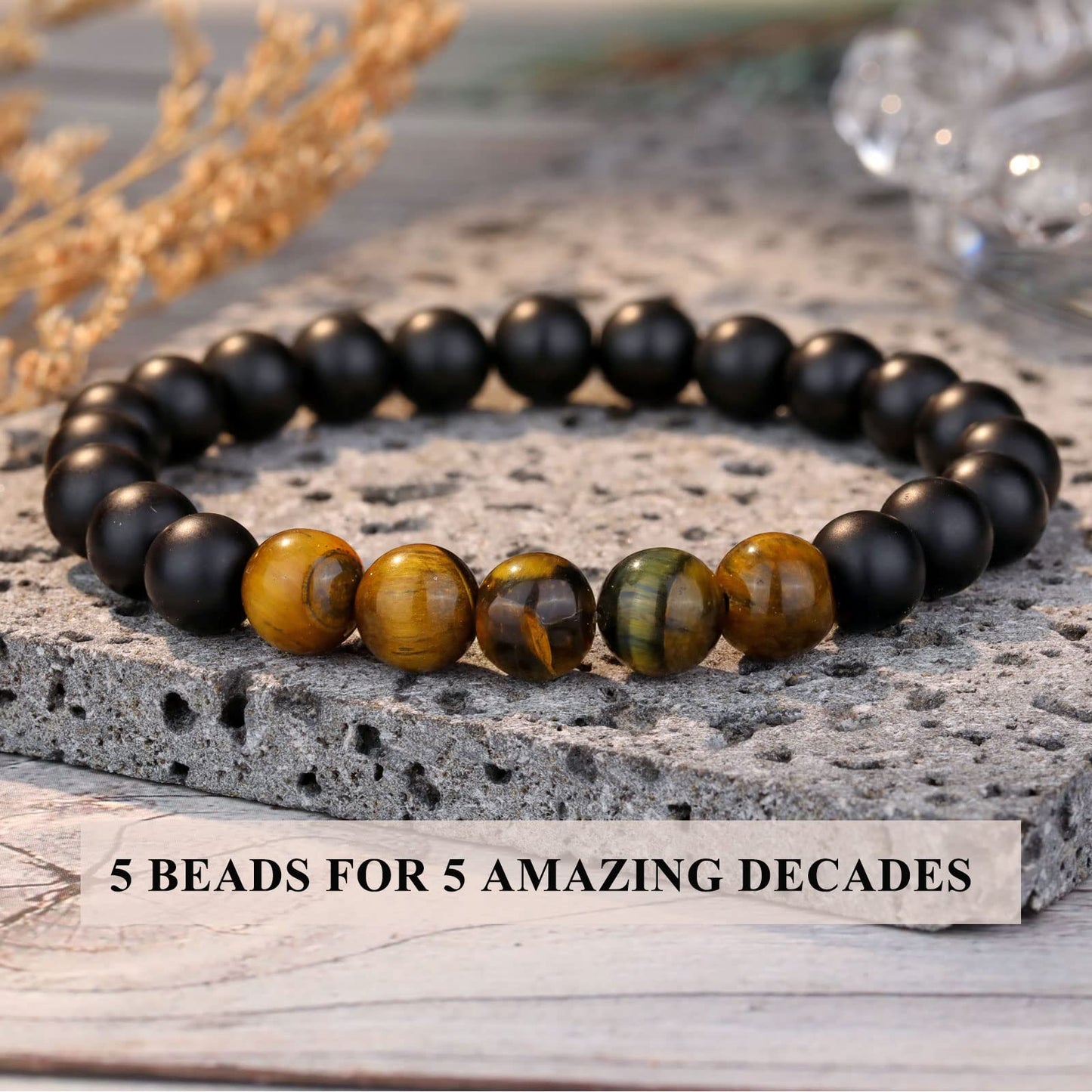 UPROMI 50th Birthday Gifts Decorations for Him Men, Happy 1975 Birthday Gifts for 50 Year Old Man Male Bracelet Ideas