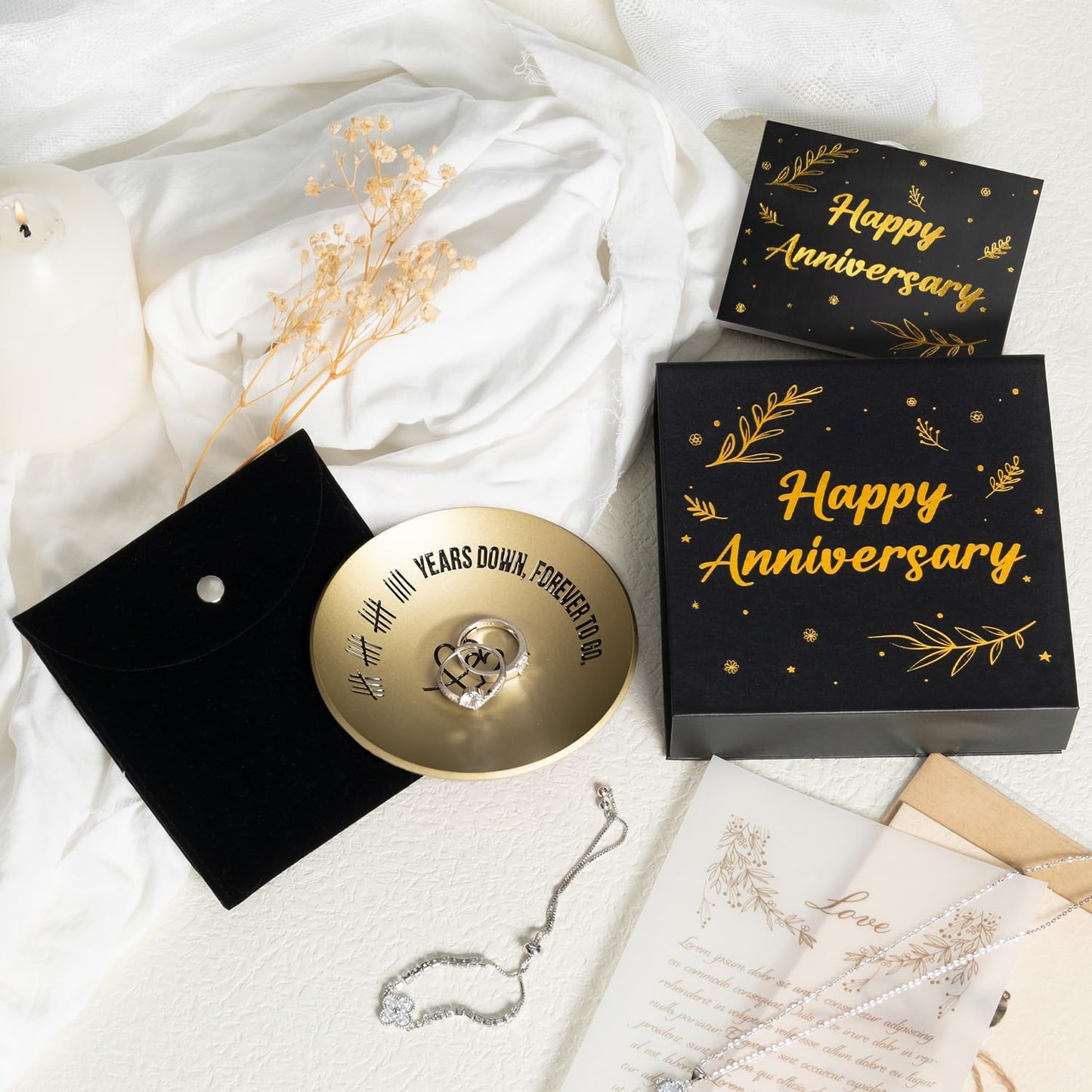 19th Anniversary Bronze Gifts, 19 Year Wedding Anniversary for Her Him Wife Husband, 4" Ring Holder Dish - Unique Bronze Metal Jewelry Tray Decor for Women Men Couple Parents