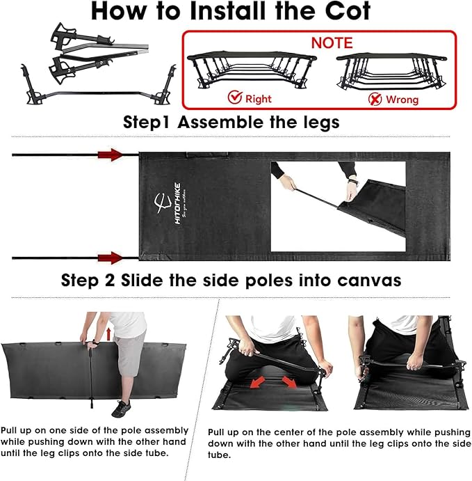 HITORHIKE Camping Cot Compact Folding Cot Bed for Outdoor Backpacking Camping Cot Bed