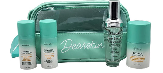 Anti-Aging Skincare Gift Set with Travel Bag - A Gesture of Ageless Love with Hyaluronic Acid Serum Vitamin C Eye Gel and Retinol Cream