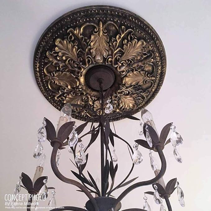 Ekena Millwork CM12BRAGC 12-1/2" x 3-7/8" x 3/4" Bradford Ceiling Medallion, Athenian Green Crackle