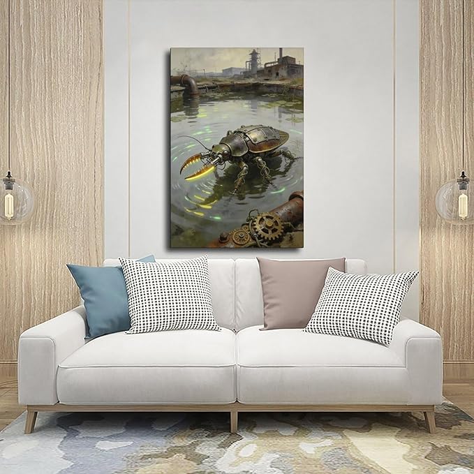 Framed Industrial Fantasy Wall Art for Living Room TV Wall Post Apocalyptic Style Home Decor 20x30inch(50x75cm)