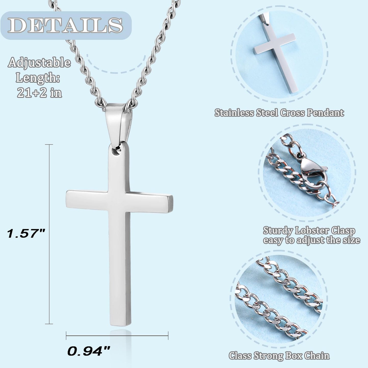 EPIRORA Cross Necklace Gifts for Grandson from Grandma Grandpa, Stainless Steel Cross Necklace Cuban Chain Pendant Necklace for Men Boys, Birthday Christmas Presents Best To My Grandson Gifts