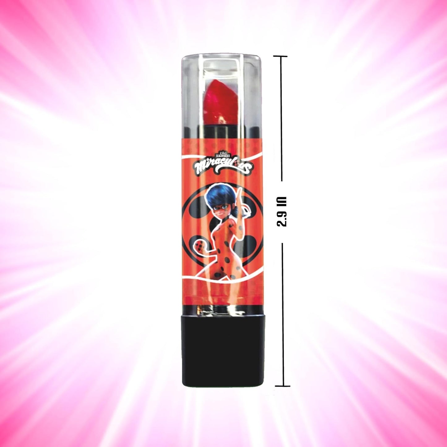 Miraculous Ladybug Cosmetic Lipstick Set - 7 Fruit Scented Color-Changing Lipsticks for Kids - Transforming Lipsticks Turn Pink - Magic Lipsticks Gift Set - Safe & Fun Makeup Kit