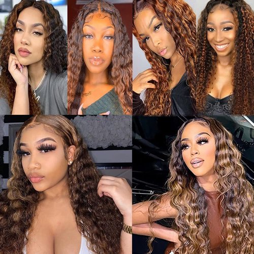 Habiliana Bundles Human Hair 18 20 22 Inch Deep Wave P4/30 Human Hair Bundles 11A Unprocessed Brazilian Virgin Quick Weave Hair Extensions for Black Women