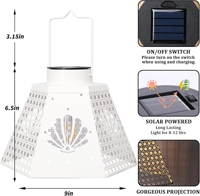 Afirst Solar Lanterns Outdoor, Hanging Solar Lights Hollow Out Waterproof Decorative LED Lanterns for Yard, Patio,Lawn,Pathway,Garden Decor Mother's Day Gifts