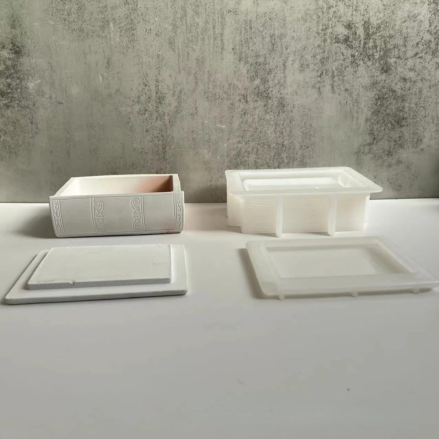 Book Shape Storage Box Concrete Flower Pot Silicone Mold with Cover Succulent Planter Pot Vase Mold Plaster Epoxy Resin Cement Clay Mould