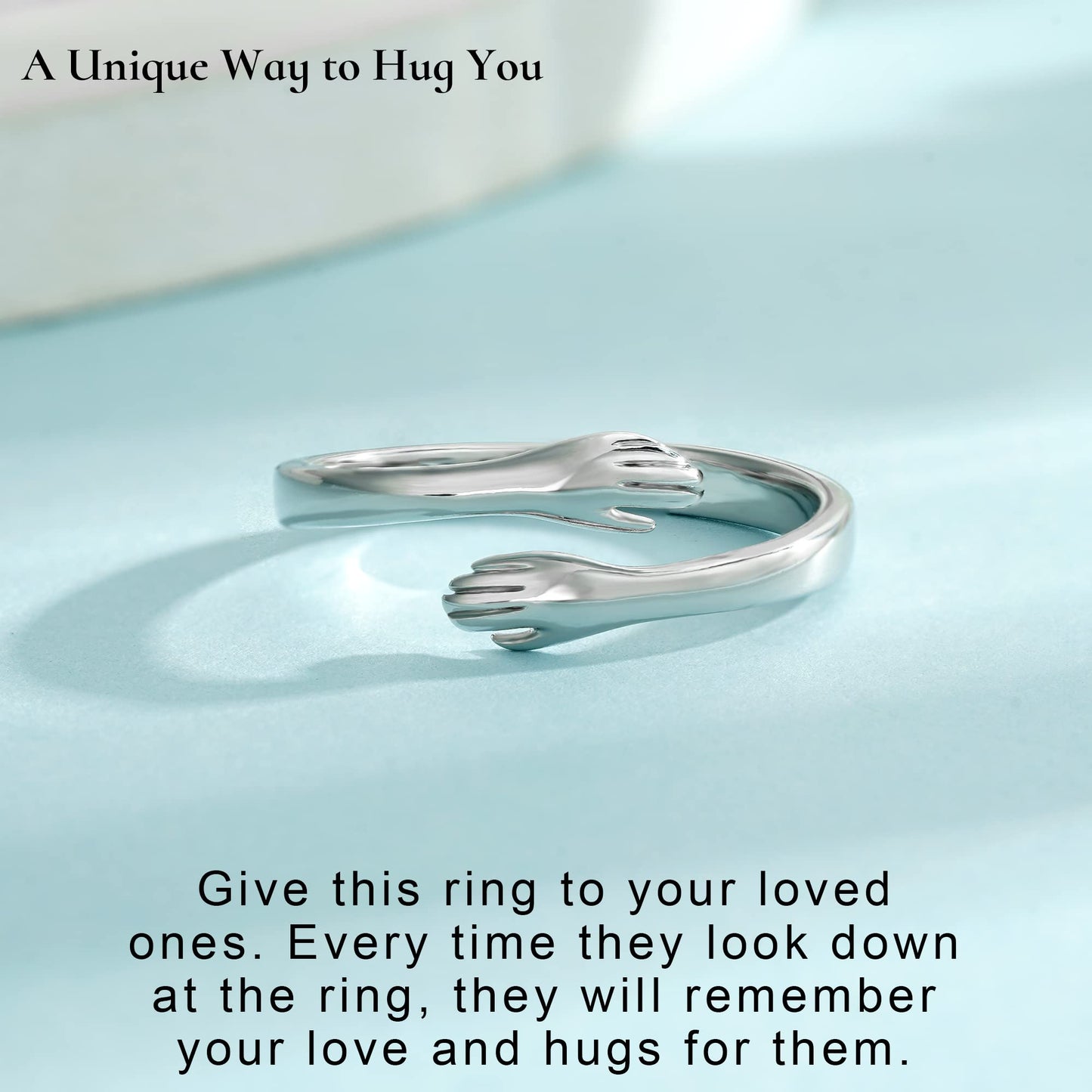 Yesteel Sterling Silver Hug Rings Jewelry for Teen Girls Kids, Inspirational Gifts for Teen Girls Kids Gifts for Teenage Girl, Valentines Birthday Day Gift for Girl Daughter
