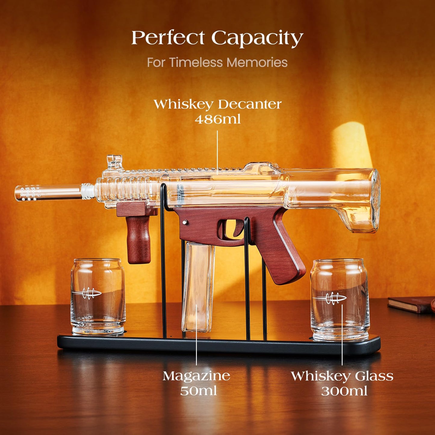 Gifts for Men Dad, Kollea Gun Whiskey Decanter Set-Limited Edition, Liquor Decanter with Bullet Shot Glass, Cool Anniversary Birthday Gifts for Him Husband, Military Present for Home Bar Drinking