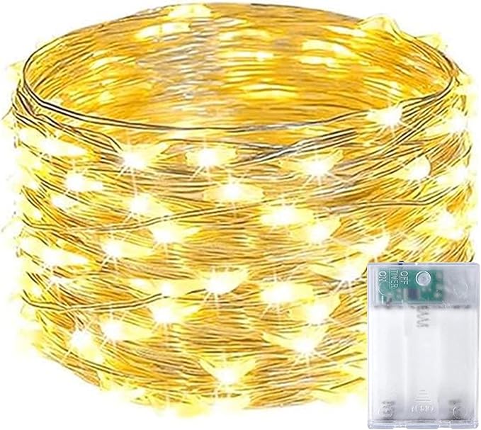 1-Pack Fairy Lights Battery Operated with Timer, Waterproof 16FT 50 LED String Lights Indoor Outdoor, Cuttable Starry Fairy Lights for Christmas Home Bedroom Wedding DIY Centerpiece Decor (Warm White)