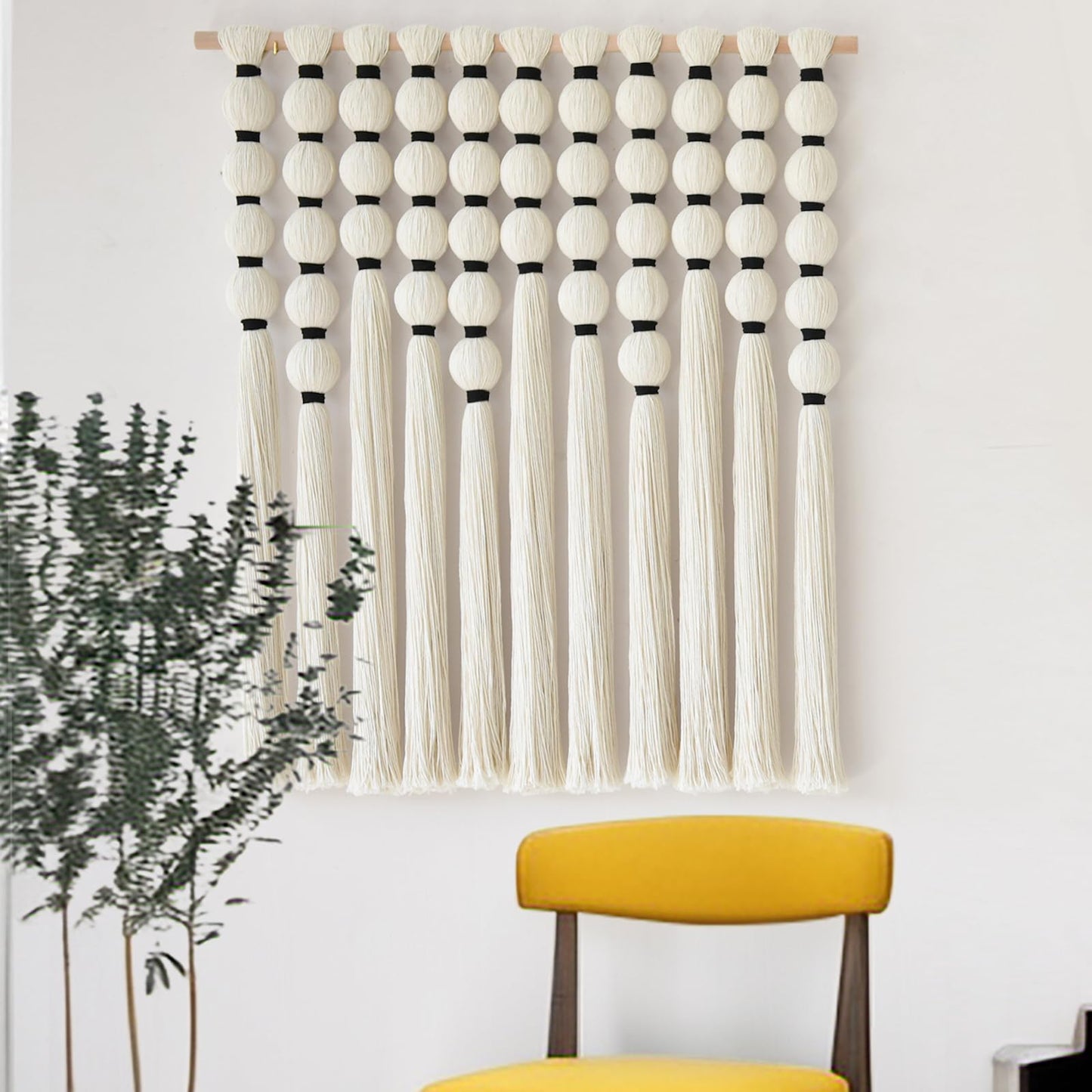 IOWER Macrame Wall Hanging 27" W x 31"" L Boho Wall Decor Sphericity Cotton Textile Wall Hanging Art Fiber Yarn Art Handmade Detachable Assembly"