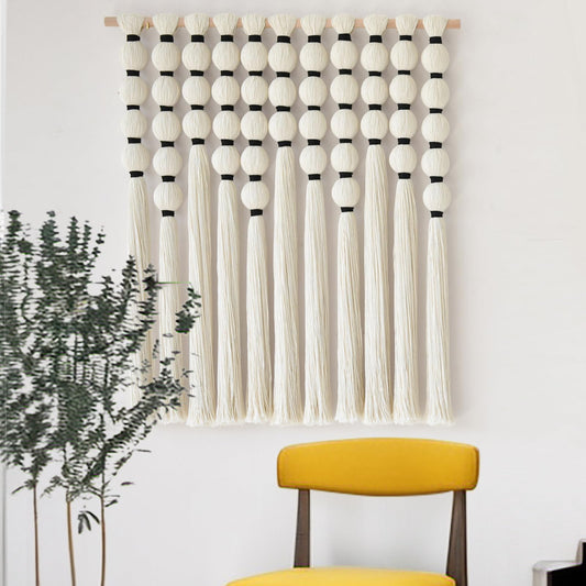 IOWER Macrame Wall Hanging 27" W x 31"" L Boho Wall Decor Sphericity Cotton Textile Wall Hanging Art Fiber Yarn Art Handmade Detachable Assembly"