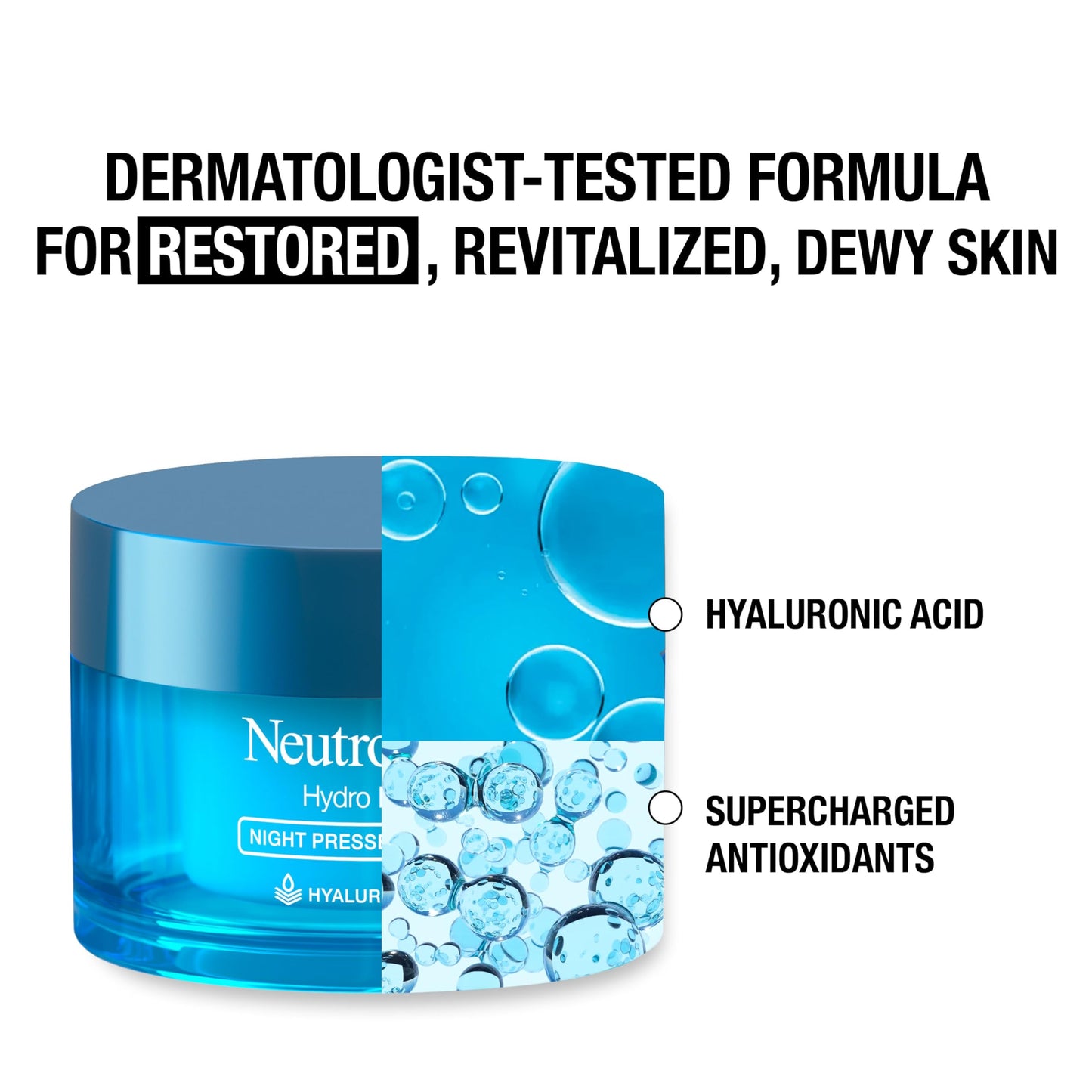 Neutrogena Hydro Boost Night Pressed Serum, Hyaluronic Acid Face Moisturizer for Normal to Extra Dry Skin, Delivers Overnight Hydration for Restored, Revitalized, Dewy Skin, 1.7 oz