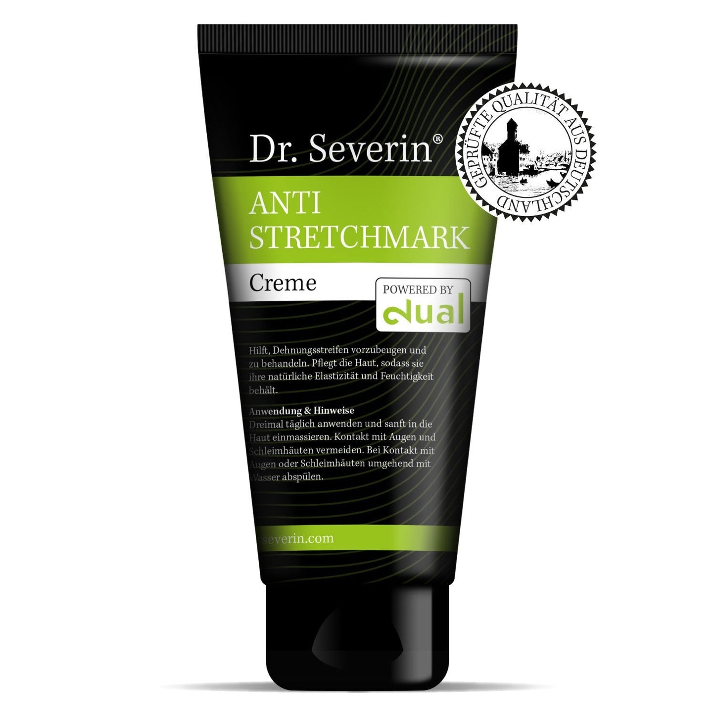 Anti-Stretch Solution: Dr. med. SeverinÂ® Stretch mark Cream powered by dual. Prevent + remove stretch marks during muscle building + pregnancy, effective ointment against stretch marks, innovative.
