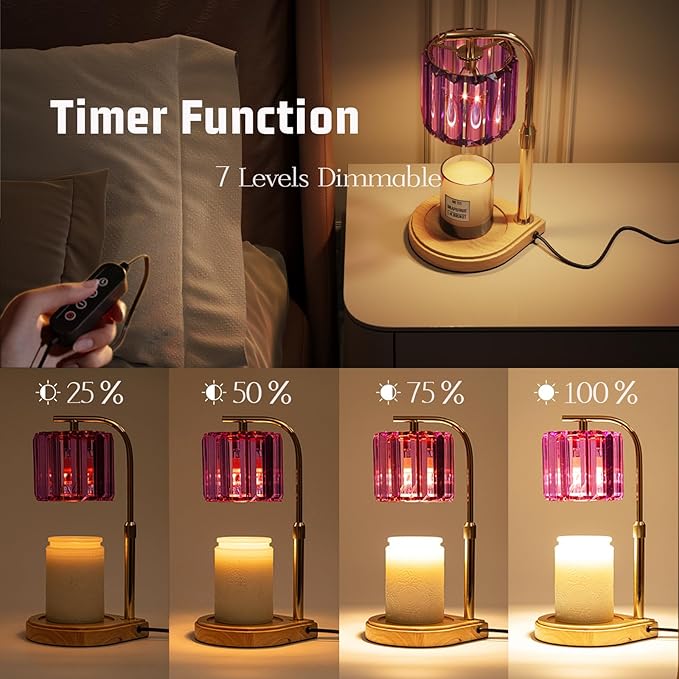 IN HAPPY Purple Candle Warmer Lamp with Timer and Dimmer, Electric Adjustable Candle Lamp Warmer, Birthday Gifts for Women, Mothers Day Gifts for Mom, Wax Warmer Lamp for Jar Candles with 2 Bulbs